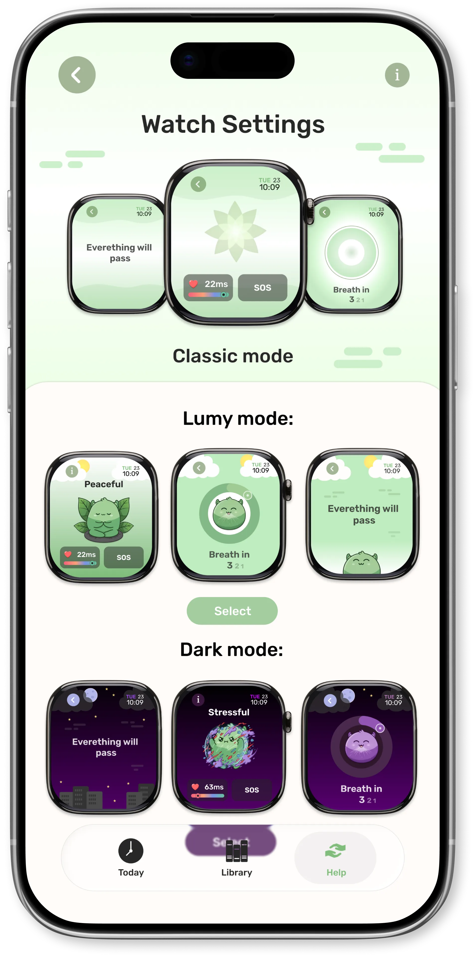 Change styles screen